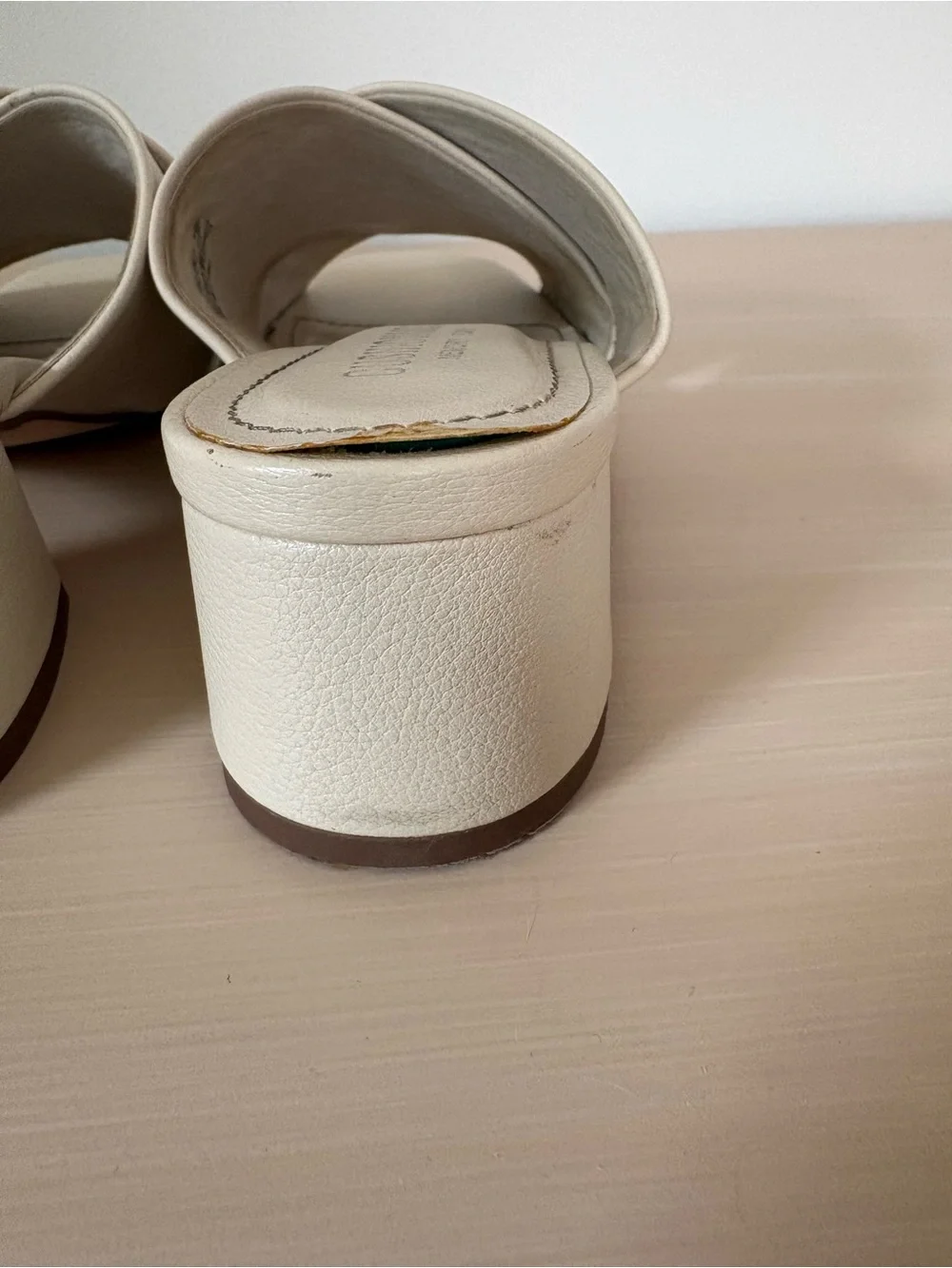Cushionaire Women's Cream Cross-Band Slide Heels